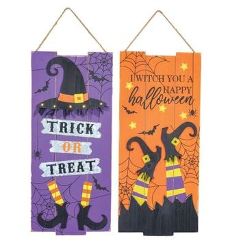 Wooden Lighted Witch Sign (2-Styles)