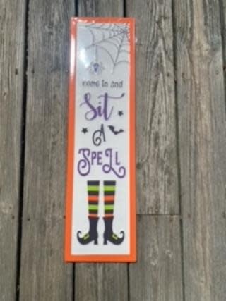 Vertical Metal Witch Sign