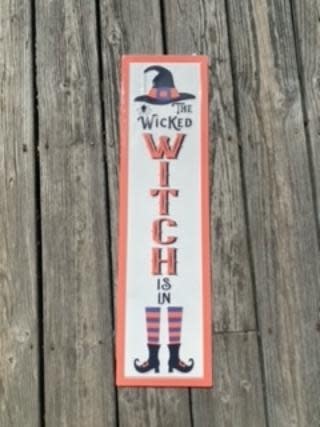 Vertical Metal Witch Sign