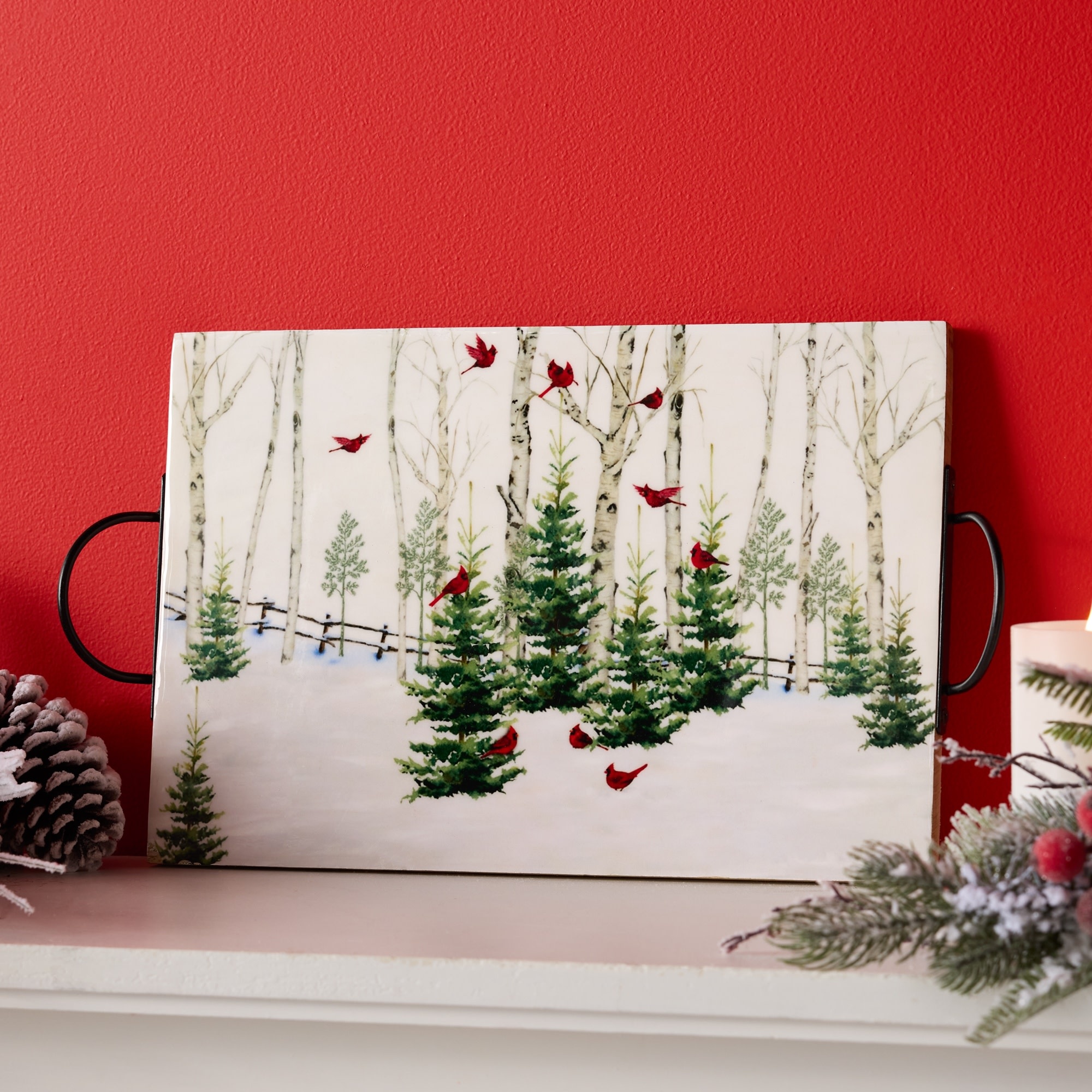Winter Forest Tray with Handles