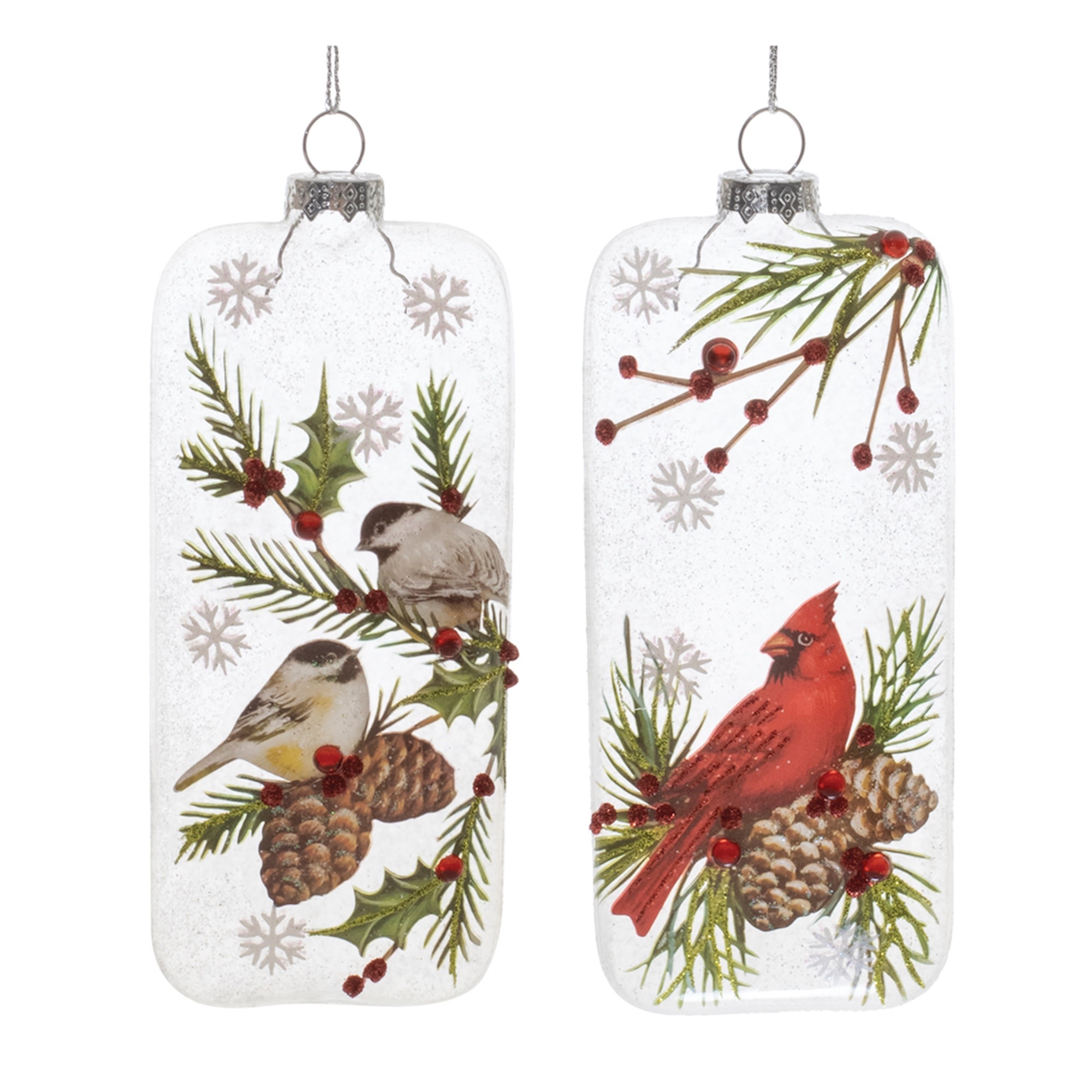 Glass Winter Bird Ornament