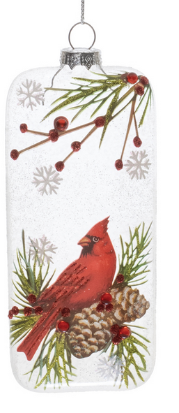 Glass Winter Bird Ornament