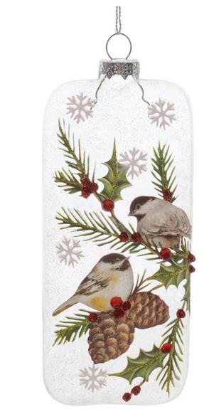Glass Winter Bird Ornament