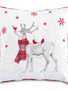 18" Square Embroidered Deer & Cardinal Pillow