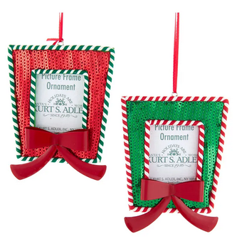 Sequin & Peppermint Stripe Photo Holder Ornament