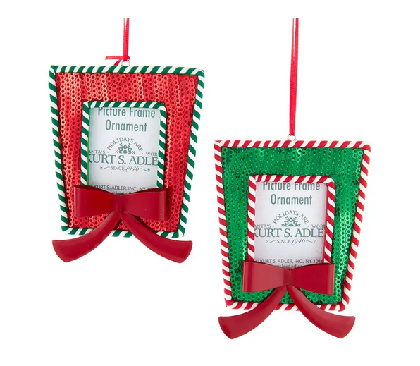 Sequin & Peppermint Stripe Photo Holder Ornament