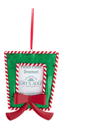 Sequin & Peppermint Stripe Photo Holder Ornament