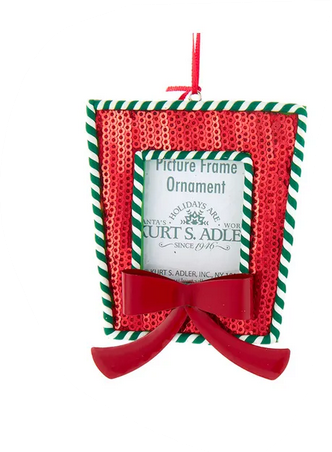 Sequin & Peppermint Stripe Photo Holder Ornament