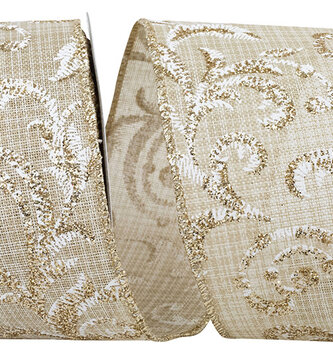 2.5" x 10 YDS Scroll Glitter Filligree Ribbon