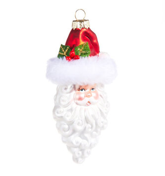 Glass Jolly Santa Ornament