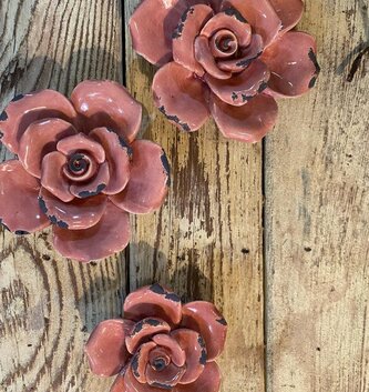 Pink Ceramic Rose (3-Sizes)