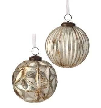 Textured Vintage Glass Ball Ornament (2-Styles)