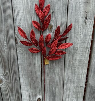 Red Metallic Bay Leaf Spray