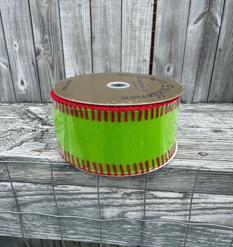 2.5" x 10 YDS Green Velvet Stitched Ribbon
