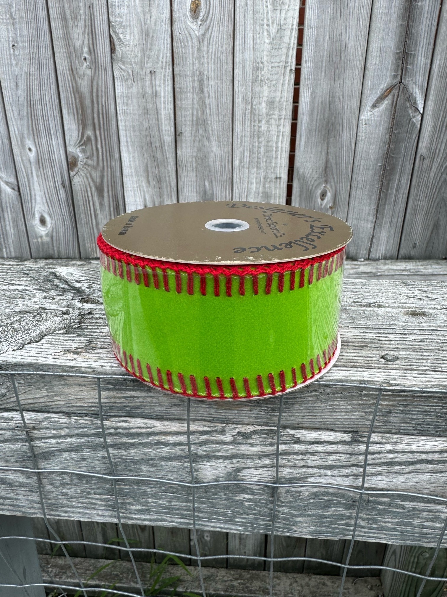 2.5" x 10 YDS Green Velvet Stitched Ribbon