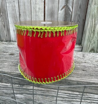 4" x 10 YDS Red Velvet Stitched Ribbon