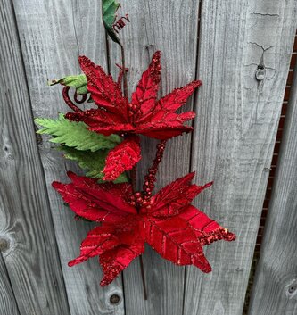 Double Velvet Poinsettia Spray