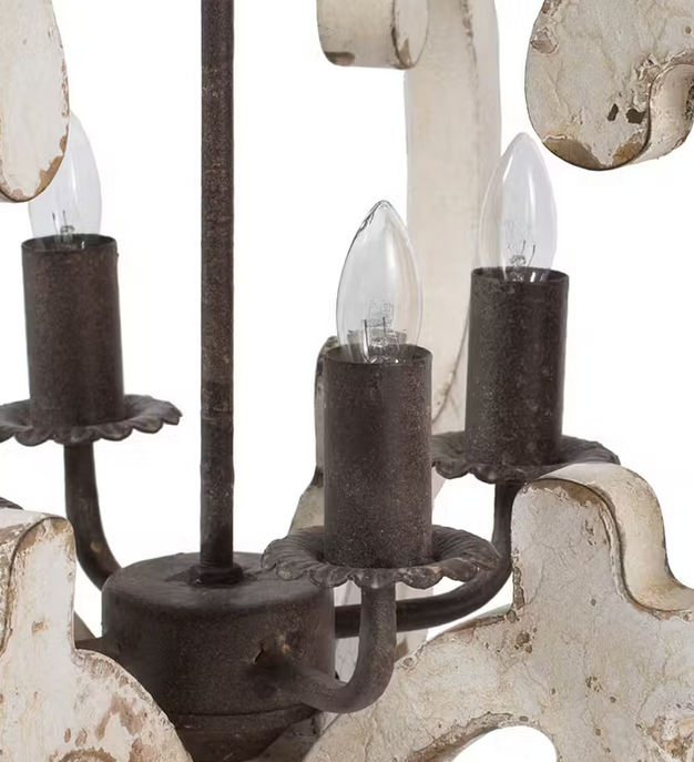 Vintage Whitewashed 4 Bulb Chandelier