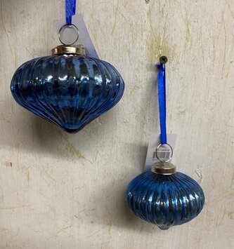 Blue Mercury Glass Onion Ornament (2-Sizes)