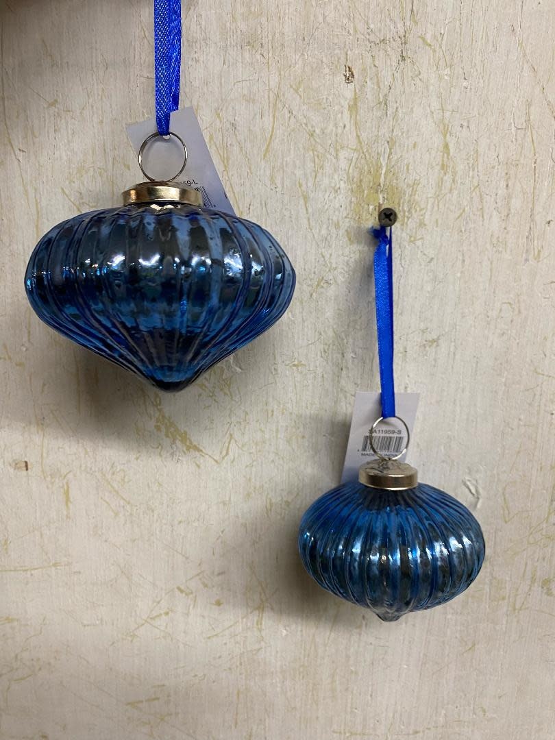 Blue Mercury Glass Onion Ornament