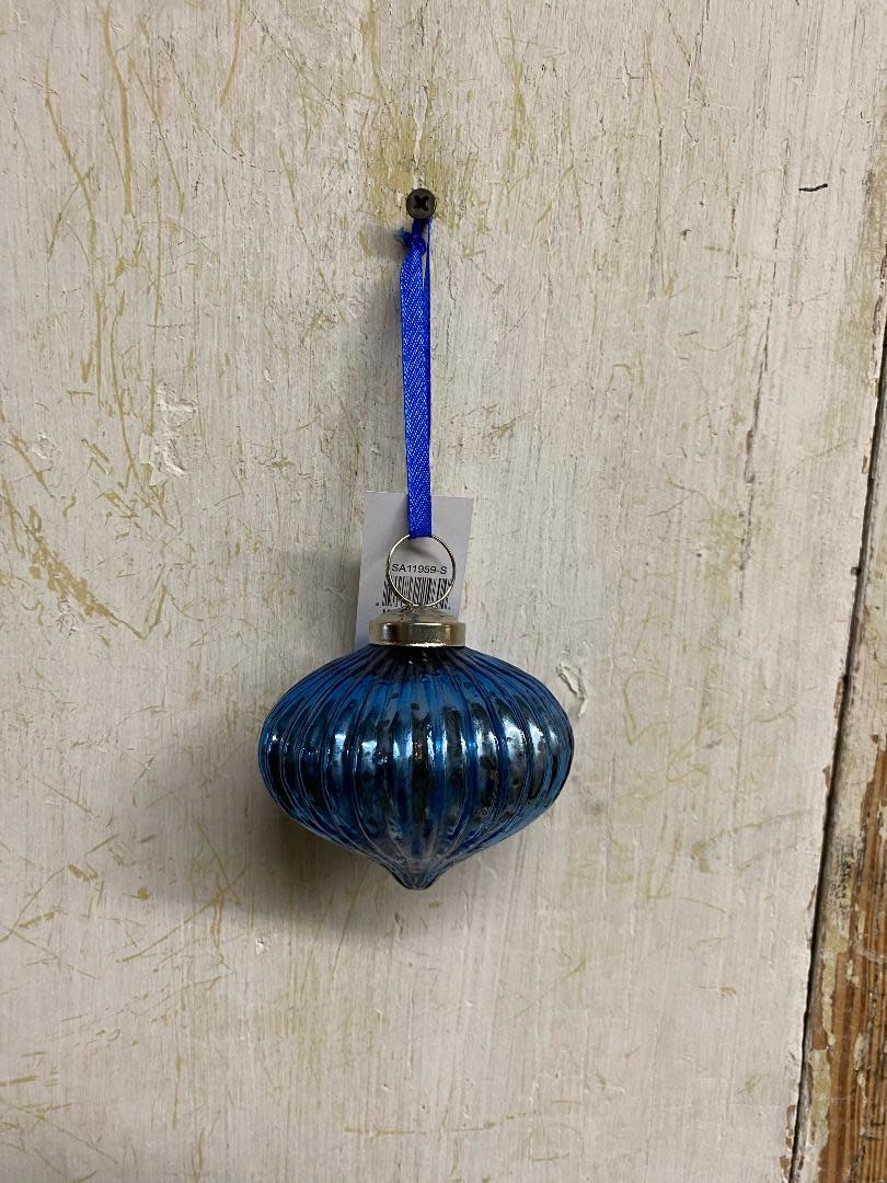 Blue Mercury Glass Onion Ornament