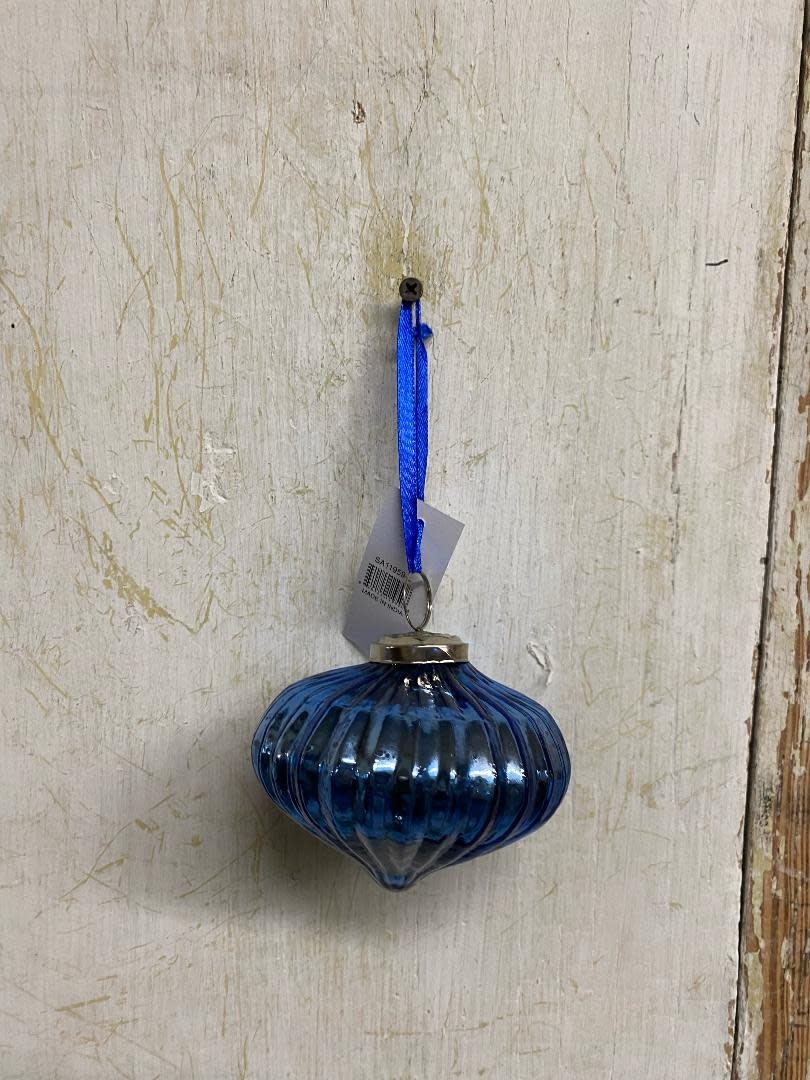 Blue Mercury Glass Onion Ornament