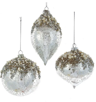 Silver Glitz Pearl Ornament (3-Styles)