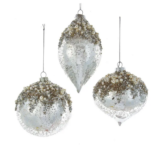 Silver Glitz Pearl Ornament