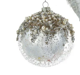Silver Glitz Pearl Ornament