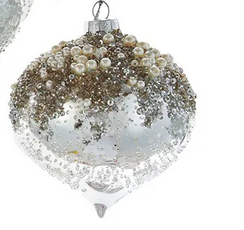 Silver Glitz Pearl Ornament