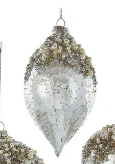 Silver Glitz Pearl Ornament