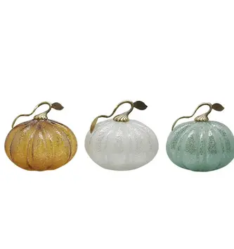 Gold Leaf Frosted Glass Pumpkin (3-Colors)