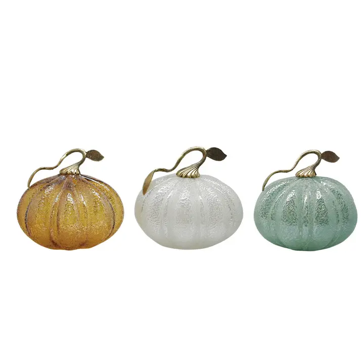 Gold Leaf Frosted Glass Pumpkin