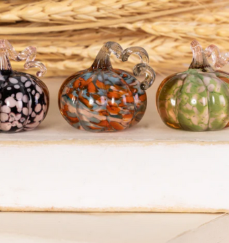 Set of 3 Mini Glass Speckled Pumpkins