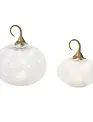 Set of 2 Light Up Ripple Glass Pumpkins