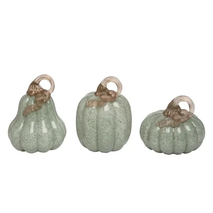Hand Blown Mint Glass Pumpkin