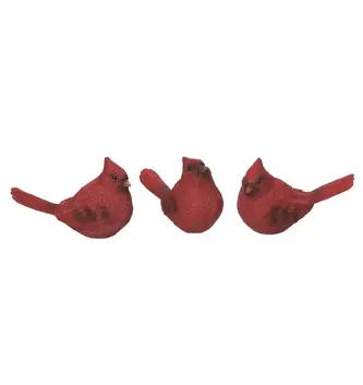 Set of 3 Bright Red Cardinals