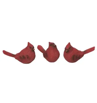 Set of 3 Bright Red Cardinals