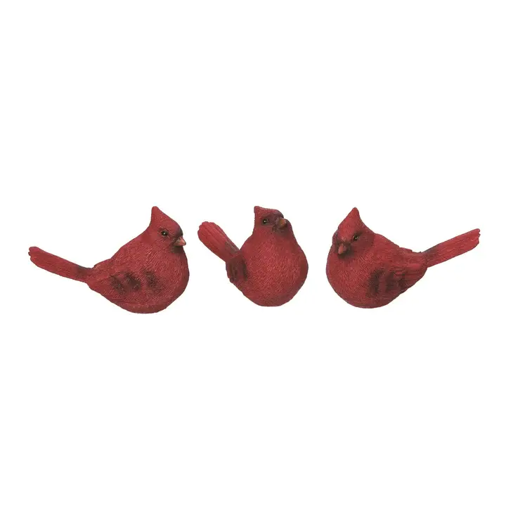 Set of 3 Bright Red Cardinals