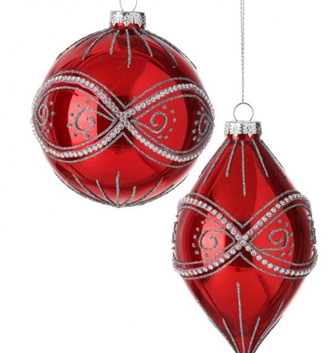 Red Glass Jeweled Ornament (2-Styles)