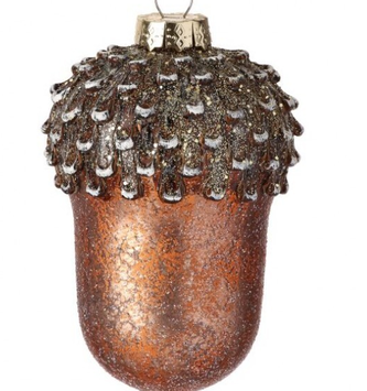 Glass Winter Acorn Ornament