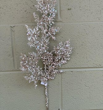 Champagne Beaded Pearl Leaf Spray