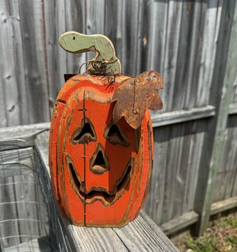 Hand Carved Happy Jack-o-Lantern (3-Sizes)