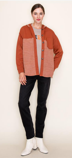 Staccato Rust Button Up Hoodie Jacket By: Staccato