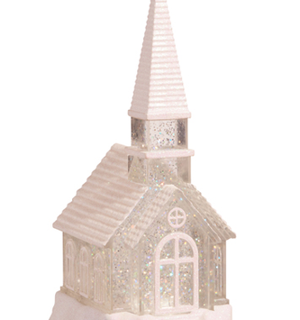 Lighted Swirly Glitter Church Snowglobe