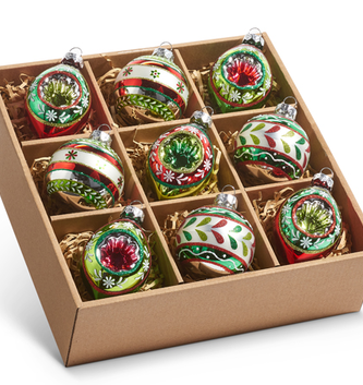 Set of 9 Vintage Glass Ornaments