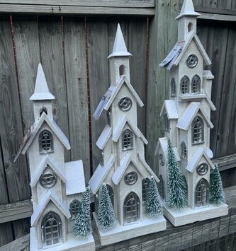 Battery Operated Winter White Church (3-Sizes)