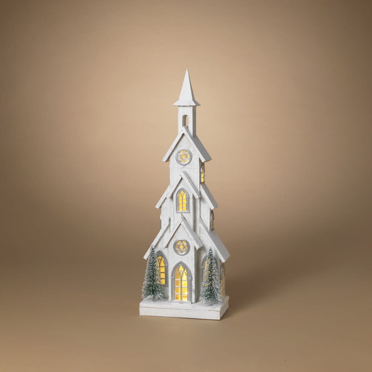 Battery Operated Winter White Church (3-Sizes)