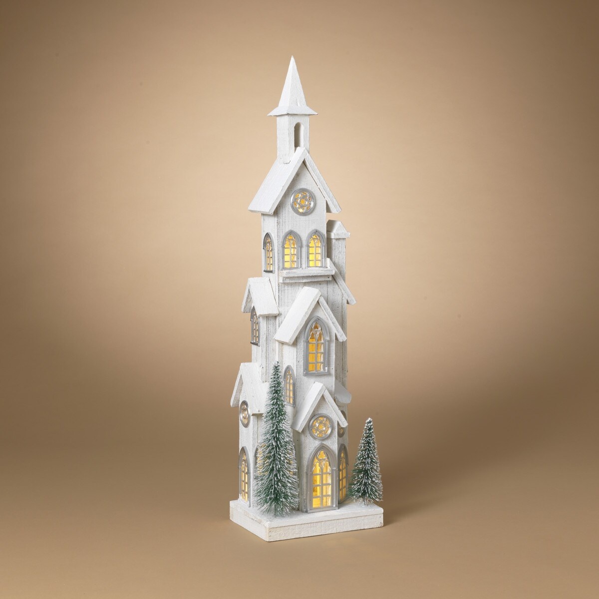 Battery Operated Winter White Church (3-Sizes)