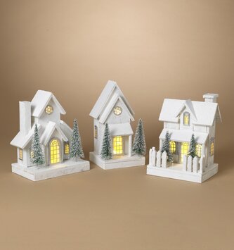 Battery Operated White Cottage Village (3-Styles)
